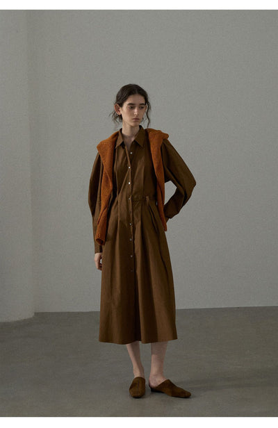 Vestido Camisero de Algodón con Mangas Curvas y Cintura Ajustada - Image 18