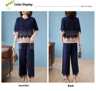 Conjunto Deportivo Dos Piezas Mujer Adulta - Blusa y Pantalón Corto Seda Helada Primavera Otoño - Image 22
