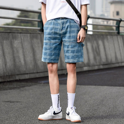 Shorts Jacquard Denim Hombre Talla Grande Estilo Suelto Estampado Completo - Image 3