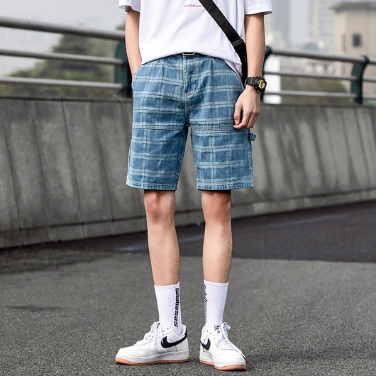 Shorts Jacquard Denim Hombre Talla Grande Estilo Suelto Estampado Completo - Image 3