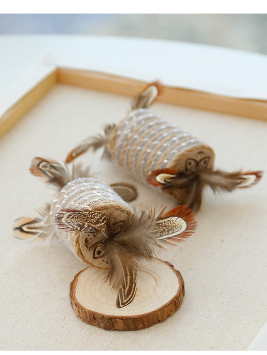 Juguete Interactivo para Gatos con Plumas, Cuerda de Cáñamo y Rodillo Sonoro - Image 8