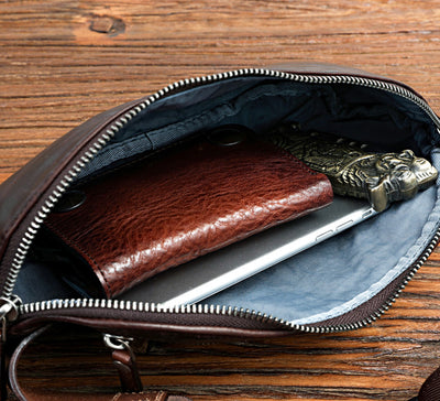 Bolso de Cuero Vintage para Hombre - Bandolera Pecho Efecto Envejecido - Image 3
