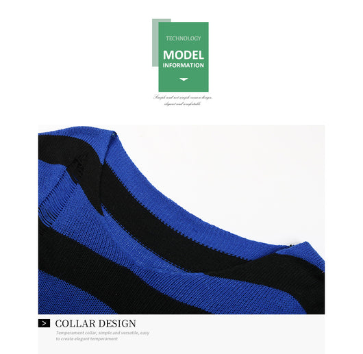 Suéter Oversize con Cuello en V, Rayas y Detalles Rotos - Image 18