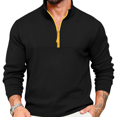 Suéter Deportivo Hombre Media Cremallera Bloques de Color Cuello Alto Manga Larga - Image 5
