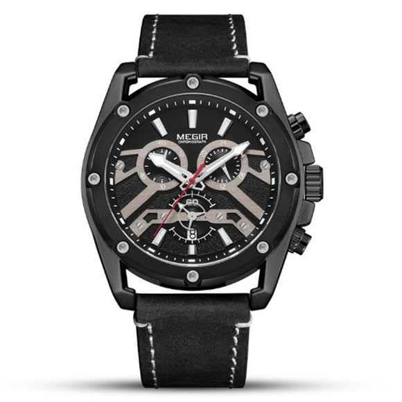 Reloj Deportivo Multifuncional para Hombre con Correa de Cuero y Luz Nocturna