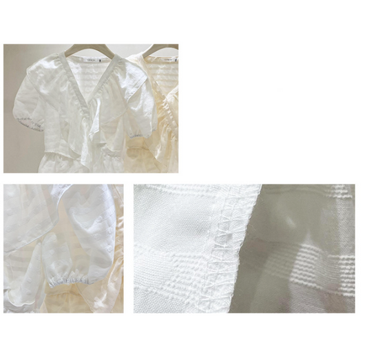 Blusa Escote V Manga Corta con Borde Texturizado - Diseño Sofisticado para Mujer - Image 5