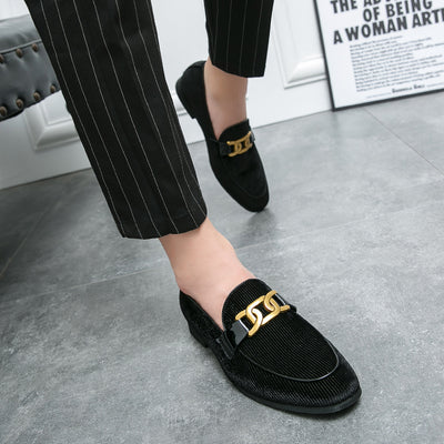 Zapatos de Cuero y Pana para Hombre Talla Grande Punta Afilada
