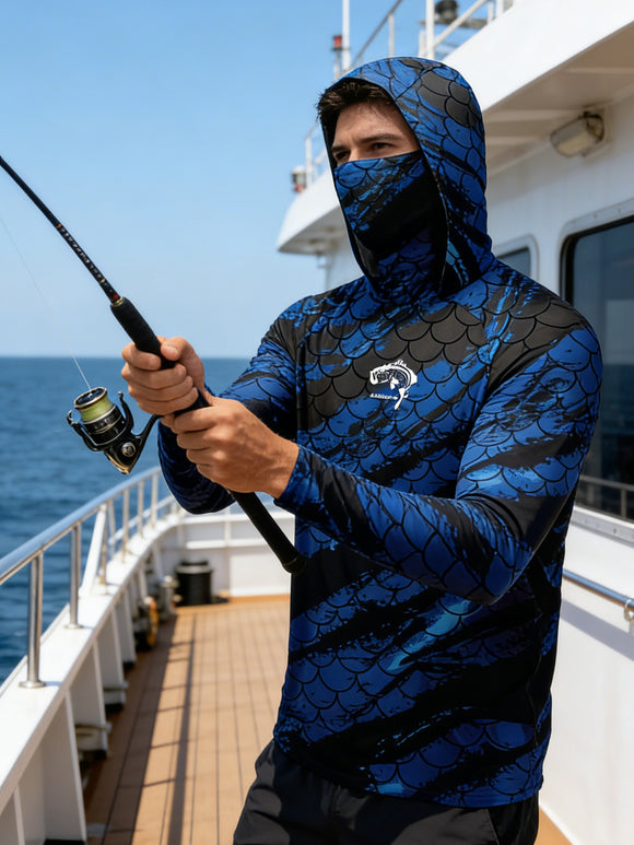 Camisa de Pesca UPF 50 Anti UV con Protección Solar Facial