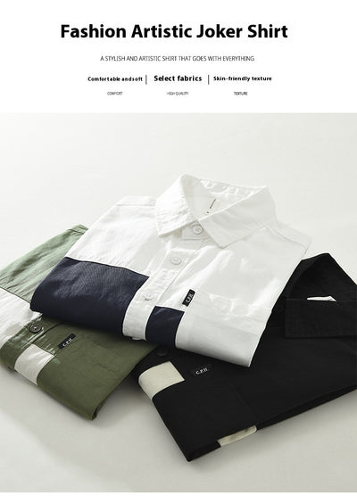 Camisa Cargo Casual con Contraste de Colores para Hombre - Image 13