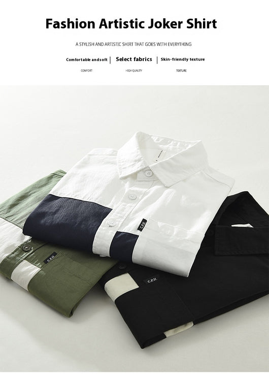 Camisa Cargo Casual con Contraste de Colores para Hombre - Image 13