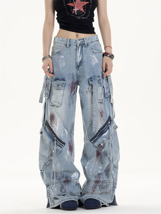 Pantalones Vaqueros de Trabajo Mujer Cintura Alta Bolsillos Múltiples - Image 20