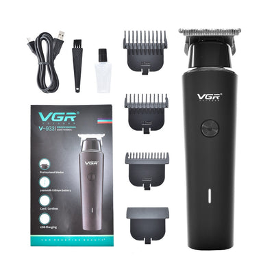 VGR V-937 electric hair clipper kit with LCD display, USB cable, cleaning brush, oil, and 1.5mm, 3.0mm, 4.5mm guide combs. - Image 6