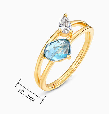 Anillo de Topacio Azul Cielo Lujo Minimalista - Image 6