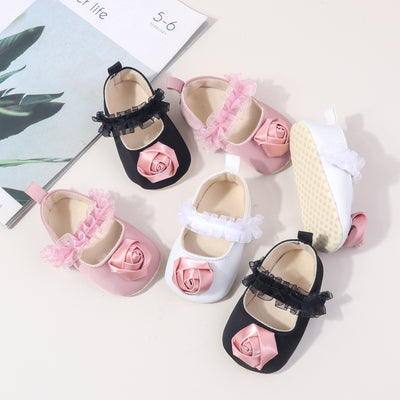 Zapatos Occidentales para Niña con Suela Suave y Detalles de Seda Imitada