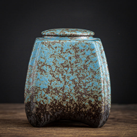 Recipiente de Té Cerámica Azul con Horno Decorativo - Image 3