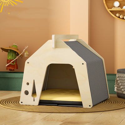 Casa Árbol Gato Madera Maciza Multicapa Aislante Térmico Todo Clima