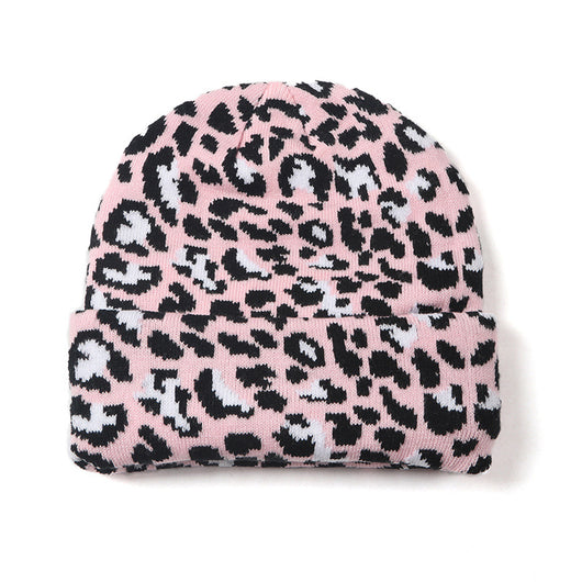 Gorro de Lana Tejido Estampado Leopardo Retro para Otoño e Invierno - Image 6