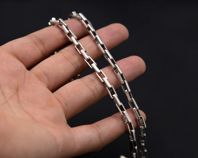 Collar Cadena Gruesa Plata Thai S925 Vintage para Hombre - Anillo Retenedor Mineral - Image 4