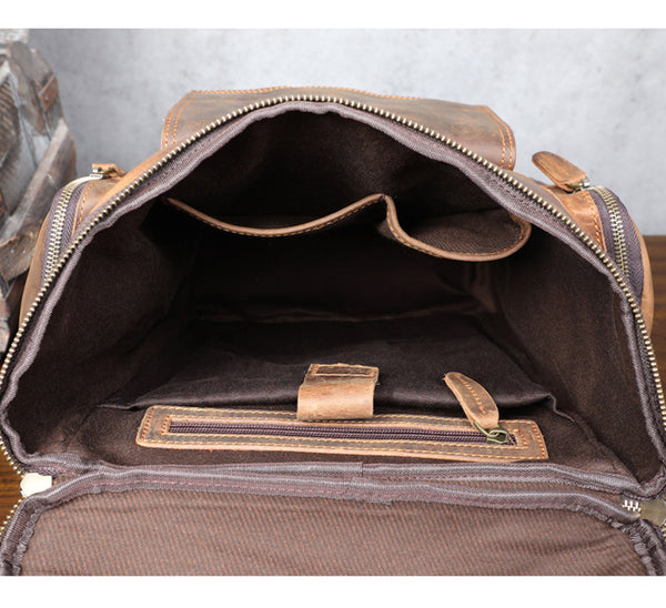 Mochila de Cuero Vintage Crazy Horse de Gran Capacidad
