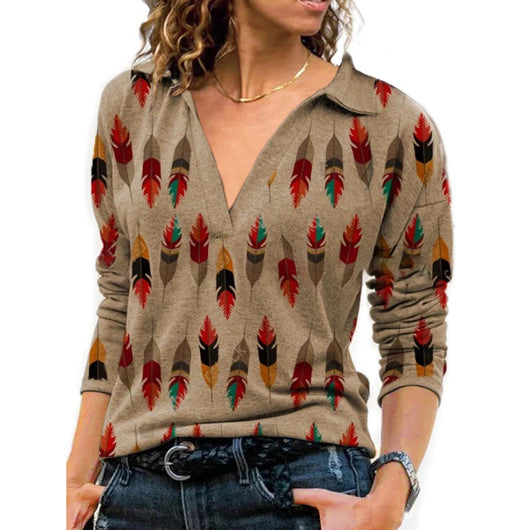 Blusa Retro Cuello V Manga Larga para Mujer - Image 6