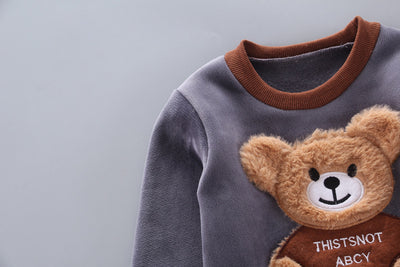 Pijama Infantil Coreano de Terciopelo - Osito Divertido de 3 Piezas - Image 17
