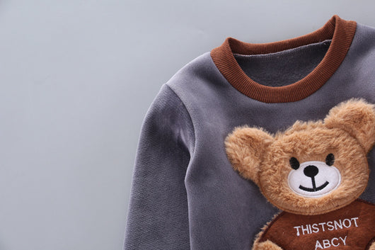Pijama Infantil Coreano de Terciopelo - Osito Divertido de 3 Piezas - Image 17