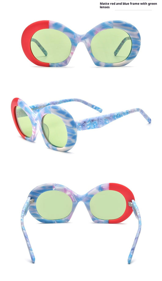 Gafas de Sol Estilo Cat-eye con Lentes Ahumados y Bloques de Color - Image 16