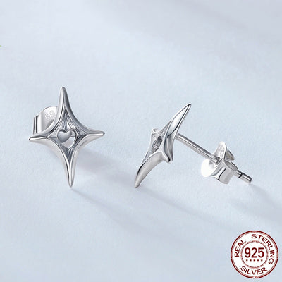 Aretes de Plata Esterlina 925 con Diseño de Estrella Hueca Personalizable Estilo Moderno - Image 7