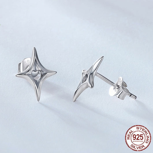 Aretes de Plata Esterlina 925 con Diseño de Estrella Hueca Personalizable Estilo Moderno - Image 7
