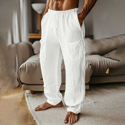 Pantalones Casuales de Algodón y Lino con Cintura Elástica y Bolsillos Múltiples - Image 10