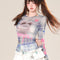 Camiseta de Manga Larga a Cuadros con Efecto Transparente