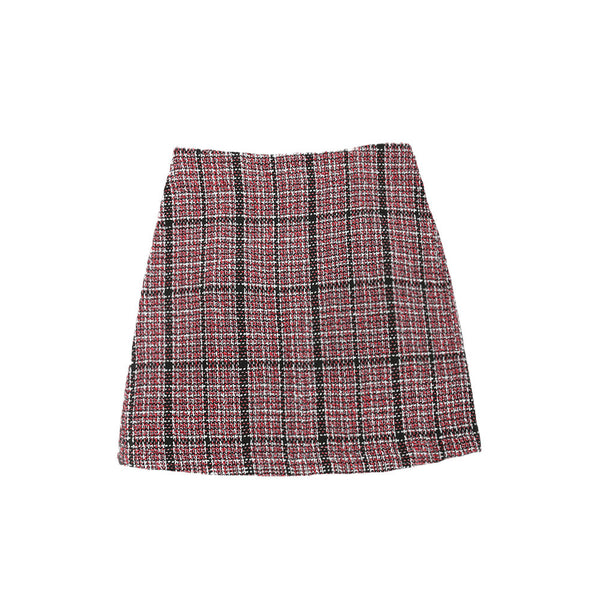Falda Corta de Lana Cintura Alta Xiaoxiangfeng