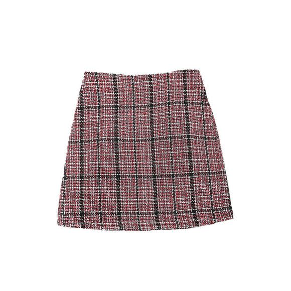 Falda Corta de Lana Cintura Alta Xiaoxiangfeng