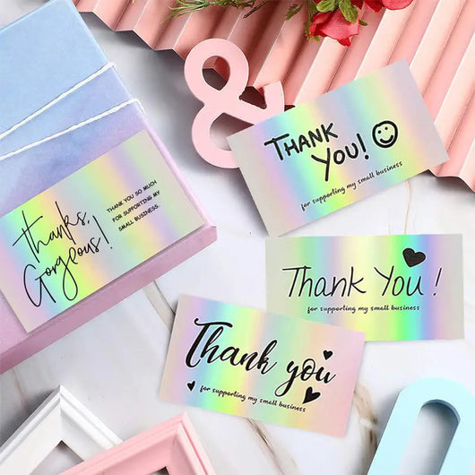 Pack 50 Tarjetas de Felicitación Holográficas Láser para Regalos