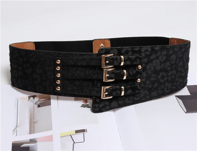 Cinturón de Leopardo Irregular con Crin de Caballo - Diseño Versátil Tres Hebillas - Image 12