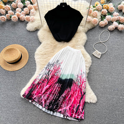 Conjunto de Dos Piezas: Blusa Plisada sin Mangas y Falda Diseño Exclusivo para Mujer - Image 26