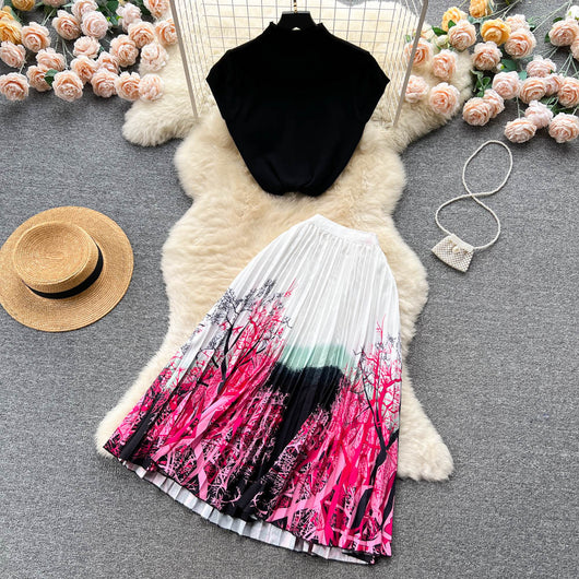 Conjunto de Dos Piezas: Blusa Plisada sin Mangas y Falda Diseño Exclusivo para Mujer - Image 26