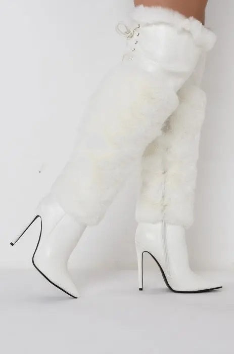 Botas Stiletto Hasta la Rodilla en Terciopelo - Colores Sólidos - Image 8