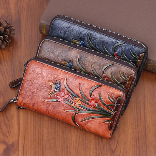 Cartera Larga Retro con Múltiples Compartimentos