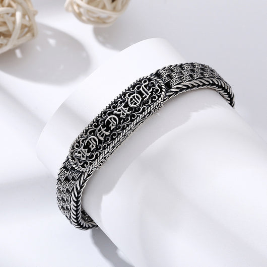 Pulsera de Plata 925 con Patrón de Hierba Tang Retro - Image 8