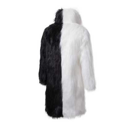 Chaqueta Acolchada Capucha Pelaje Sintético Negro y Blanco - Image 9