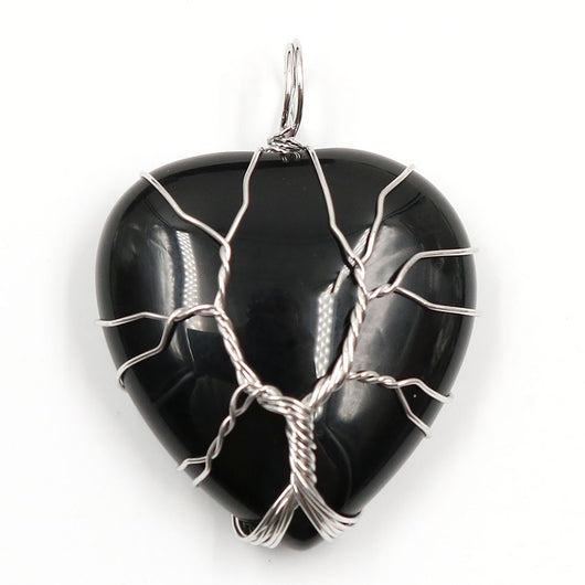 Colgante Corazón Melocotón Cristal Natural Árbol de la Vida para Parejas - Image 31