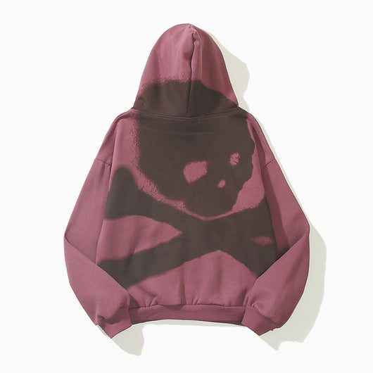 Sudadera con Cierre Estampado Calavera Burgundy - Diseño Letter Print - Image 3