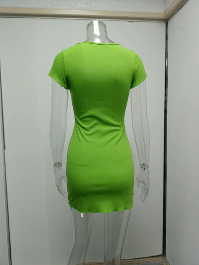 Vestido Corto con Botones de Corte Cadera - Estilo Europeo y Americano - Image 47