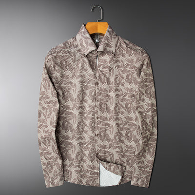 Camisa Hawaiana Casual de Manga Larga Ligera para Hombre