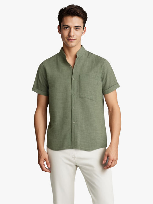 Camisa Casual de Lino y Algodón Transpirable para Hombre - Manga Corta - Image 9