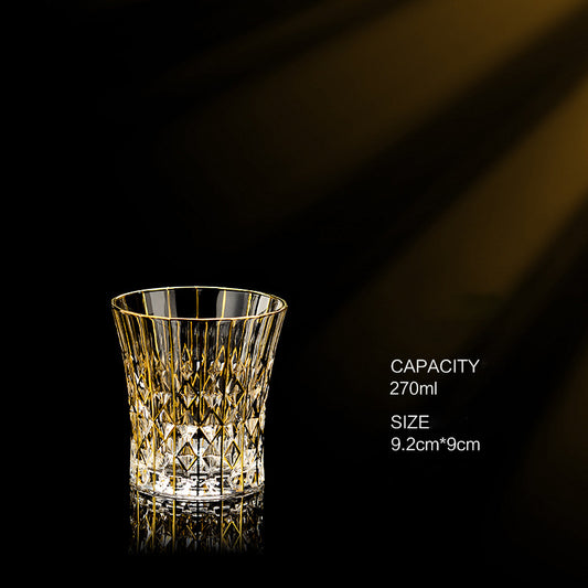 Copa de Whiskey de Cristal Europeo Dorado Lujo Importada - Image 2