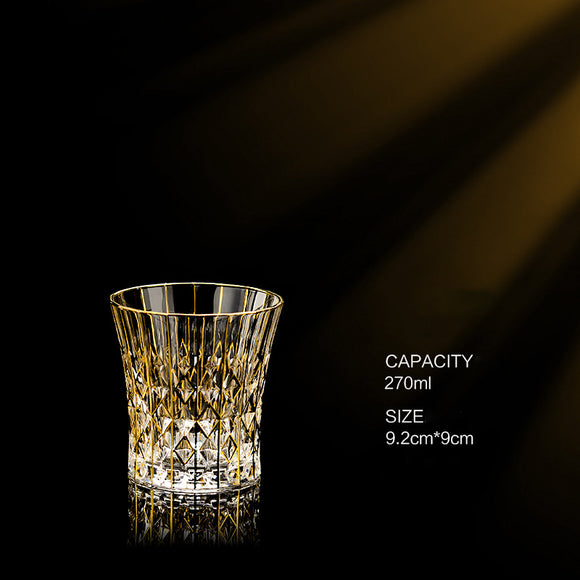 Copa de Whiskey de Cristal Europeo Dorado Lujo Importada