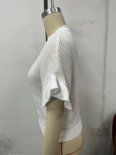 Suéter Tejido con Cuello Redondo y Mangas Fruncidas - Image 16