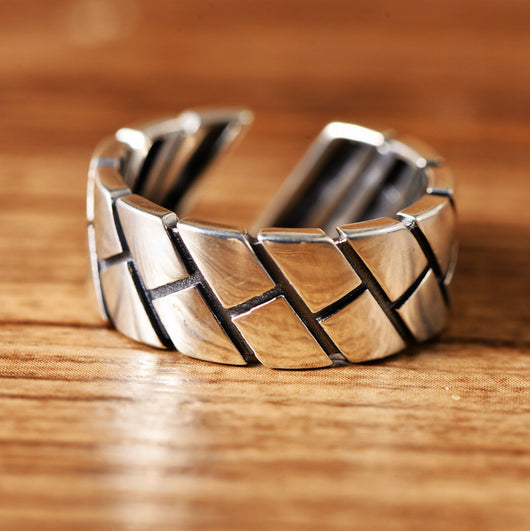 Anillo de Plata Geométrico Retro con Estilo Minimalista - Image 4